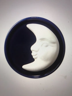 Duftkeramik Mond mit blauem Unterteller